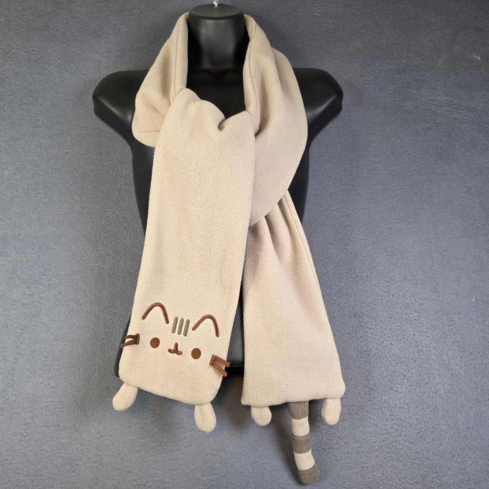 Pusheen Fleece Scarf Womens Cat Face Tail OSFM